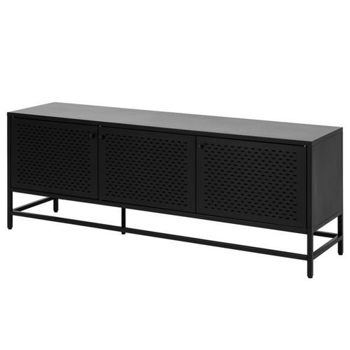 Buffet 3 Portes 160x40x60 Cm En Métal Noir Mat - Bakos