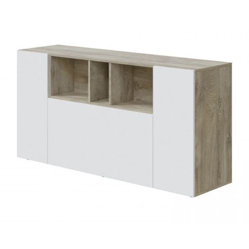 Buffet John 3 Portes Et 3 Niches L150cm - Blanc / Bois