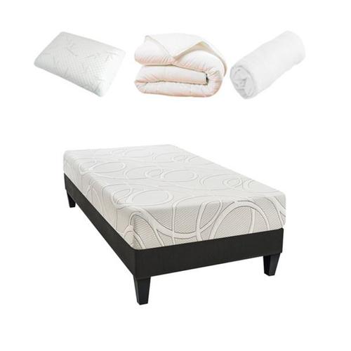 Olympe | Pack Prêt À Dormir Eupraxie 90x200 Cm | Matelas Mémoire De Forme + Sommier + Accessoires