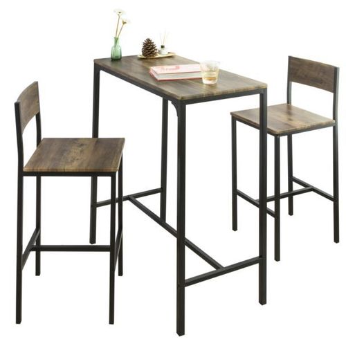 Lot Table Et 2 Chaises De Bar De Style Industriel Ensemble Table De Bar + Tabourets De Bar - Sobuy Ogt03-Xl