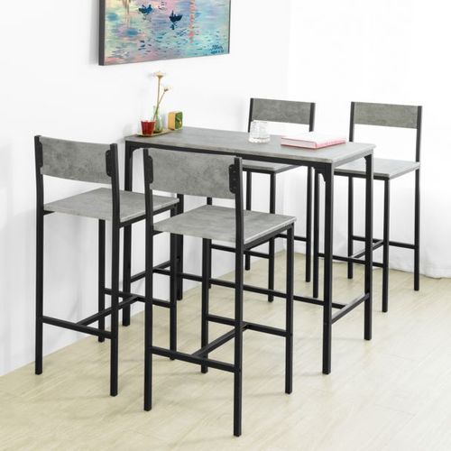Set De Table Haute + 4 Chaises De Bar Ensemble Table De Bar + 4 Tabourets De Bar Avec Repo - Sobuy Ogt14-Hg