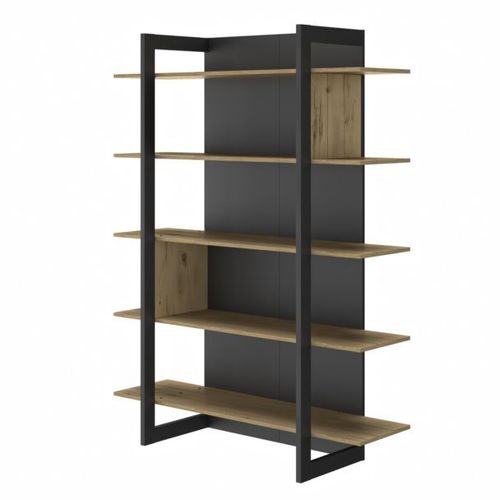 Bibliothèque 5 Niveaux 136x44x180 Cm Décor Chêne Et Noir