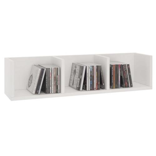 Etagère Murale Nello, Meuble De Rangement Pour Cd Et Dvd Ou Décoration Avec 3 Compartiments Ouverts, En Mélaminé Blanc Mat