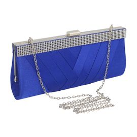 Style simplicité tempérament strass sac à main dîner sac de mariage en tissu coloré sac de mariage sac à main Bleu