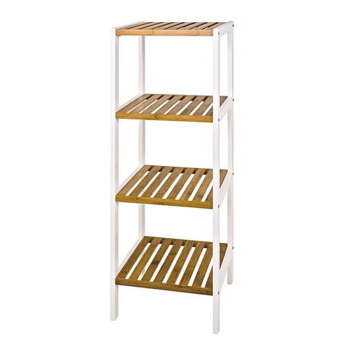 Etagère 4 Niveaux 35x33x112 Cm En Bois Naturel Et Blanc