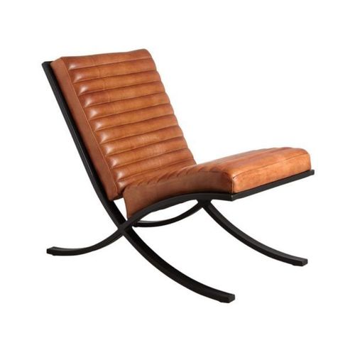 Fauteuil En Cuir De Buffle Pleine Fleur Et Métal