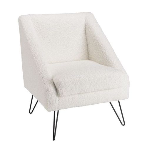 Fauteuil 62x69x76,5 Cm En Tissu Bouclette Blanc Et Métal Noir - Ivvi