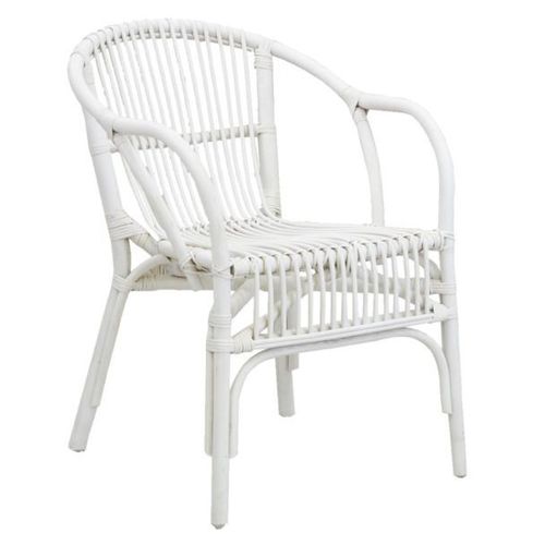 Fauteuil En Rotin Laqué Blanc