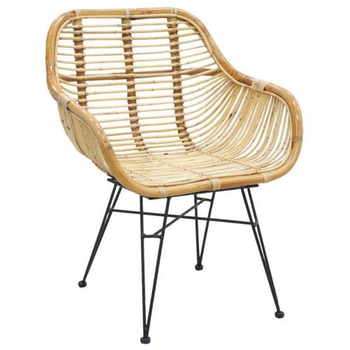Fauteuil En Rotin Brut Pieds Métal Tanete