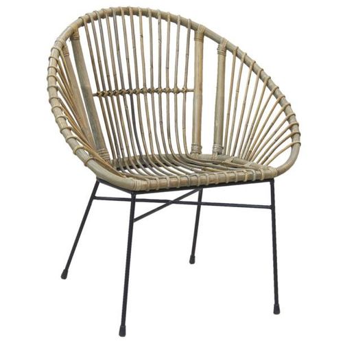 Fauteuil Rond En Rotin Gris Et Métal