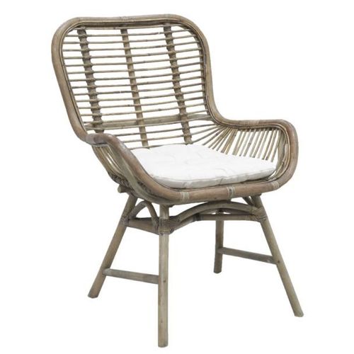 Fauteuil En Rotin Teinté Gris