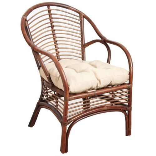 Fauteuil En Rotin Marron Avec Coussin