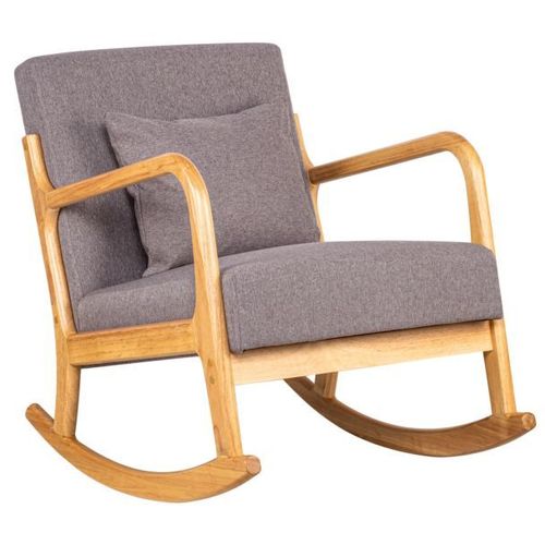 Nordlys - Rocking Chair Chaise A Bascule Scandinave Tissu Hevea Gris