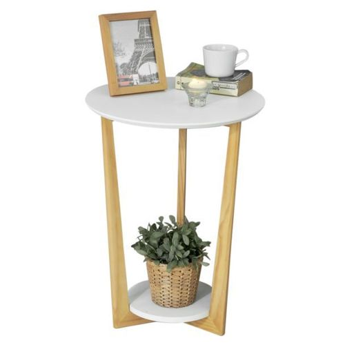 Table Basse Ronde Guéridon Table D'appoint Table Café - 3 Pieds - Sobuy Fbt52-Wn