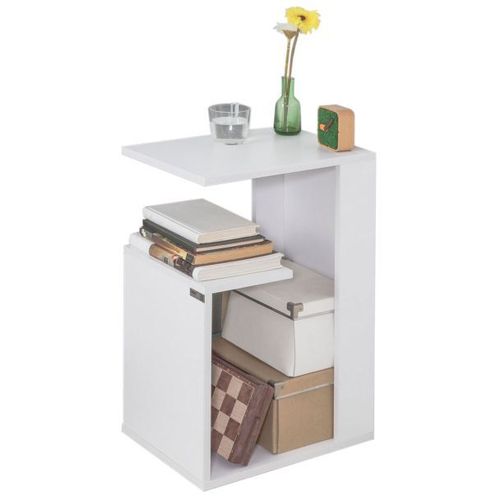 Sobuy® Fbt69-W Table D'appoint Bout De Canapé Table Café Porte Magasine Porte Revues ¿ Blanc
