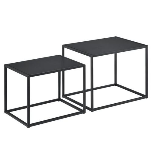 Lot De 2 Tables Basses Mandal Rectangulaires Métal Noir Mat [En.Casa]