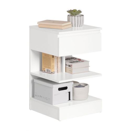 Bout De Canapé Table D'appoint Table De Chevet Avec 2 Étagères De Rangement - Sobuy Fbt49-W