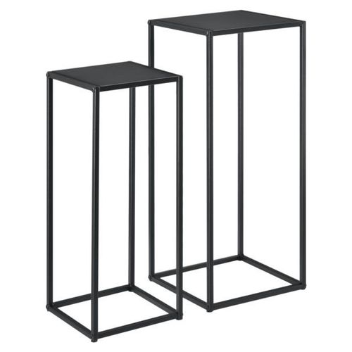 Lot De 2 Tables Hautes Riziano En Métal Plusieurs Tailles Noires Mat [En.Casa]
