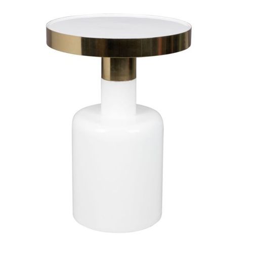 Table D'appoint Ronde 36x51 Cm En Métal Blanc - Glam