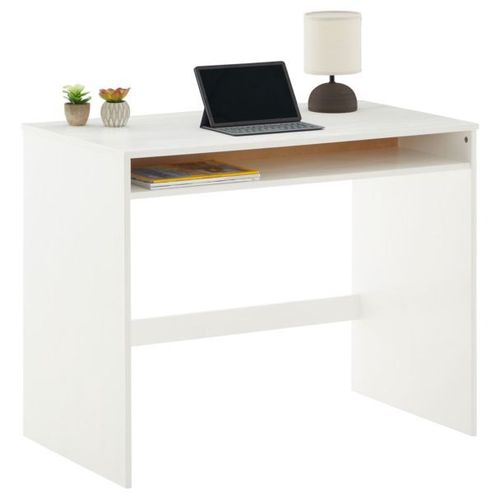 Bureau Alice Table De Travail Avec 1 Niche De Rangement Sous Le Plateau, En Pin Massif Lasur? Blanc