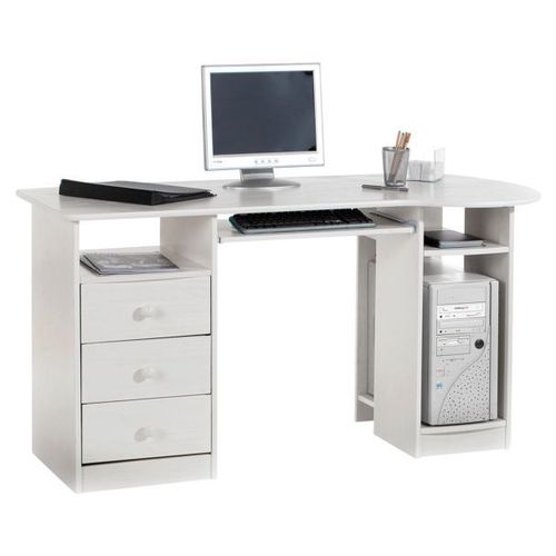 Bureau Multi Rangements Bob En Pin Massif Lasur? Blanc