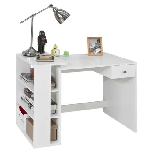 Sobuy® Fwt35-W Table Bureau Informatique Plan De Travail Avec 3 Étagères Et 1 Tiroir - Blanc