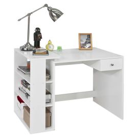 Sobuy® Fwt35-W Table Bureau Informatique Plan De Travail Avec 3 Étagères Et 1 Tiroir - Blanc