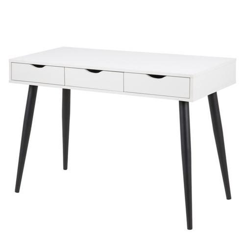 Bureau 3 Tiroirs 110x50x77,1 Cm Décor Blanc Et Noir - Stolk