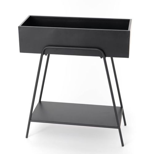 Console Porte-Plante En Métal Noir 60x25x70