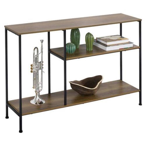 Sobuy Fsb35-Pf Table Console Table D¿Entrée Buffet Bout De Canapé Table D'appoint Avec 3 Étagères De Rangement ¿ L120 X P30 X H80 Cm, Cadre En Acier, Style Industriel