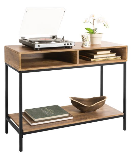 Sobuy Fsb41-F Table Console Table D¿Entrée Bout De Canapé Table D'appoint Buffet Avec 2 Compartiments Étagère ¿ L100 X P40 X H80 Cm, Cadre En Acier, Style Industriel