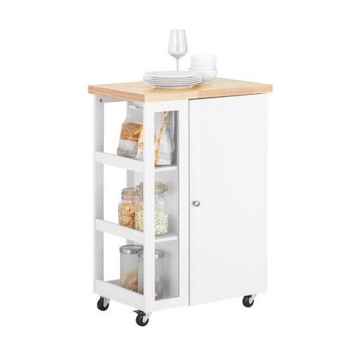 Sobuy Fkw75-Wn Chariot De Service Desserte De Cuisine À Roulettes Table Roulante Meuble De Rangement Pour Cuisine Et Salon L60xp40xh90cm