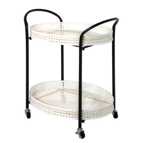 Desserte De Cuisine 2 Niveaux "Cannage" 70cm Noir