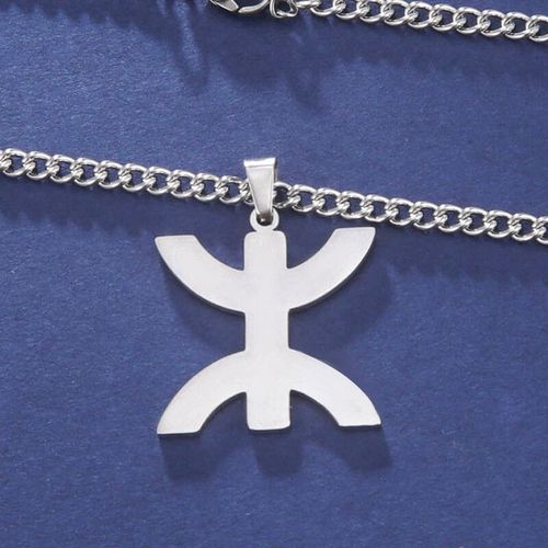 Collier Avec Pendentif Symbole Berbère Africain Pour Femme,Amulette Ethnique En Acier Inoxydable,Lettre Amazigh Yaz