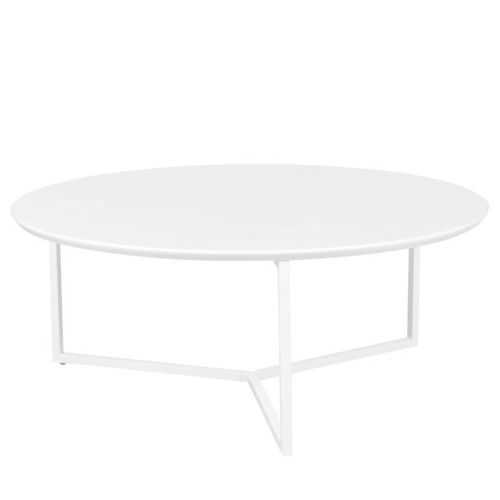 Table Basse Ronde 80x80x33 Cm Plateau Et Piétement Blanc