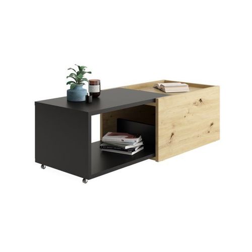 Fmd Table Basse Extensible Chêne Artisanal Et Noir