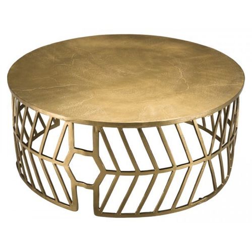 Table Basse Ronde 89x38 Cm En Aluminium Doré - Josy