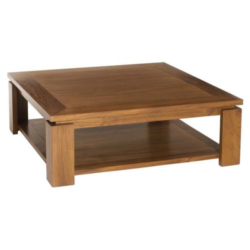 Table Basse Double Plateau 90x90cm En Teck - Qalida