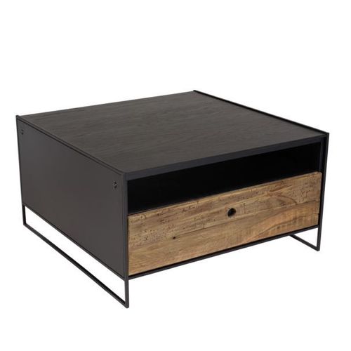 Table Basse 1 Tiroir 80,5x80x44 Cm En Pin Recyclé - Danos