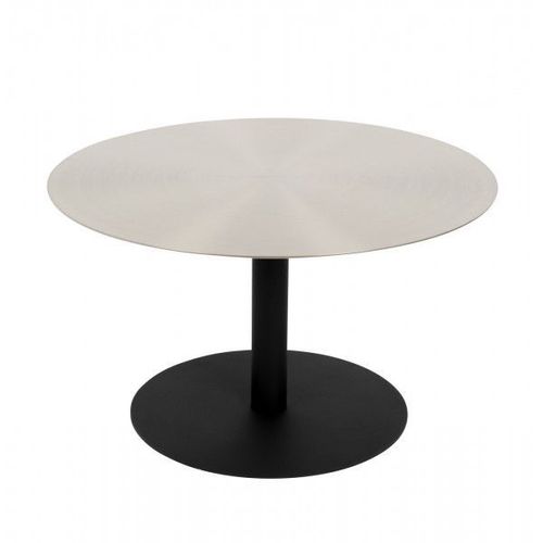 Table Basse Ronde 60x35 Cm En Métal Argenté Et Noir - Snow
