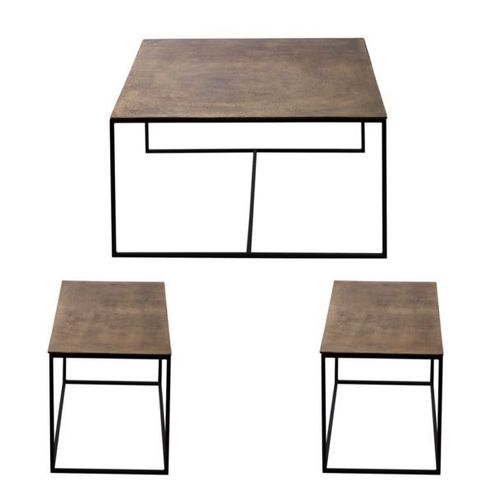 Set De 3 Tables Gigognes Or 80x80x45 Et 75x39x41 Cm