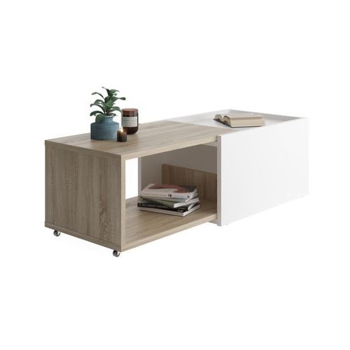 Table Basse 74,5x49,5x38,5 Cm Naturel Et Blanc