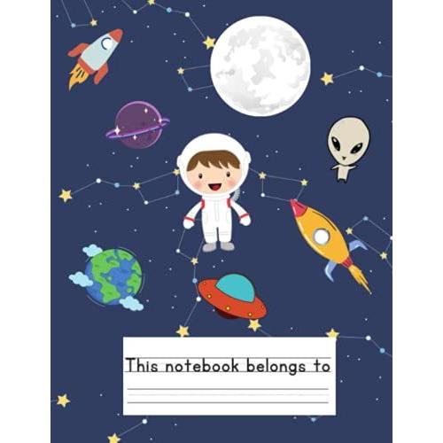 Primary Composition Notebook: Rocket Outer Space Astronomy Notebook | Half Skip Line Spacing Handwriting Practice Journal | Boy School Notebook