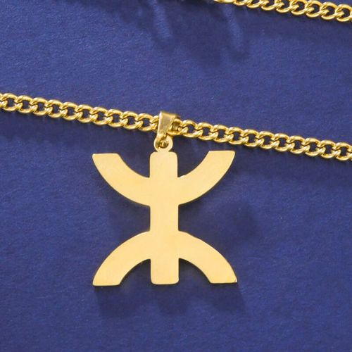 Collier Avec Pendentif Symbole Berbère Africain Pour Femme,Amulette Ethnique En Acier Inoxydable,Lettre Amazigh Yaz