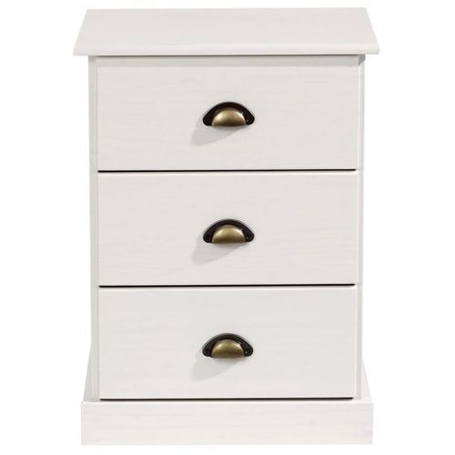 Table De Chevet Paris Table De Nuit Avec 3 Tiroirs Pin Massif Lasur? Blanc