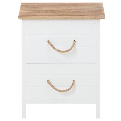 Table De Chevet Perugia Table De Nuit 2 Tiroirs En Bois De Paulownia Style Shabby Chic Vintage Rustique Campagnard Blanc