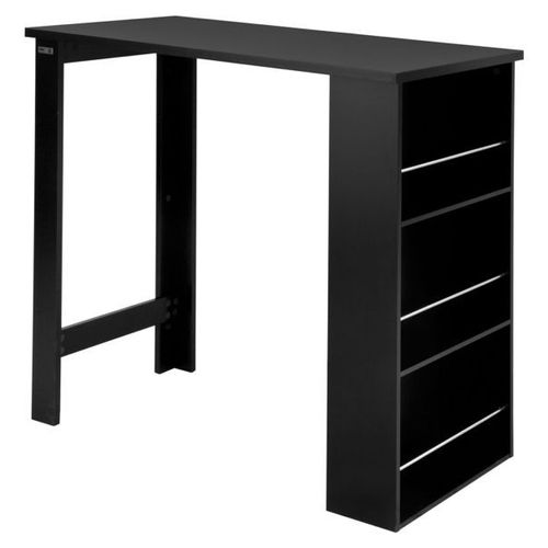 Table De Bartable Haute De Cuisine Avec 3 Étagères De Rangement - Noir - Sobuy Fwt17-Sch