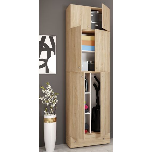 VCM Armoire à balais en bois Aspirateur Armoire de nettoyage Armoir...