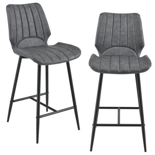 Lot De 2 Tabourets De Bar Östersund 103 X 47 X 51 Cm Similicuir Gris Foncé [En.Casa]