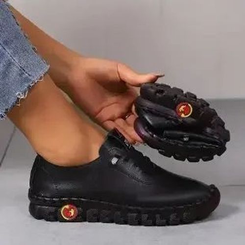 Chaussures Baskets Plates En Cuir Lacets Pour Femmesmocassins Décontractésconfortablescolonne Vertébralechaussuresprintemps